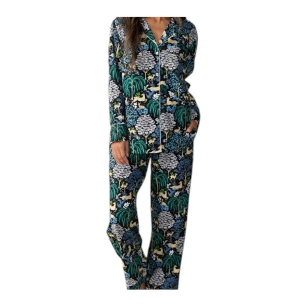 PrintFresh Deer Tree Nature Long Sleeve Pants Pajama Set Size Small - Picture 8 of 9